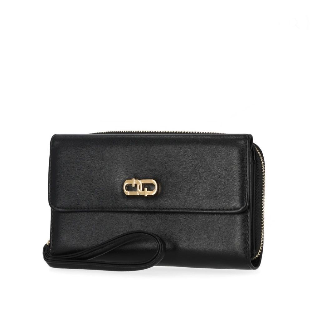 Ainsley Bulk Clutch Solid Black Wallet Purse